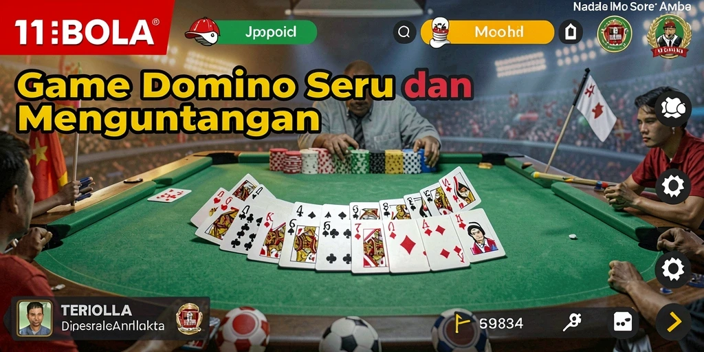Screenshot utama 11BOLA menampilkan aksi seru permainan Domino.