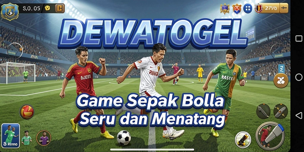Tampilan seru gameplay DEWATOGEL dengan aksi sepak bola realistis.