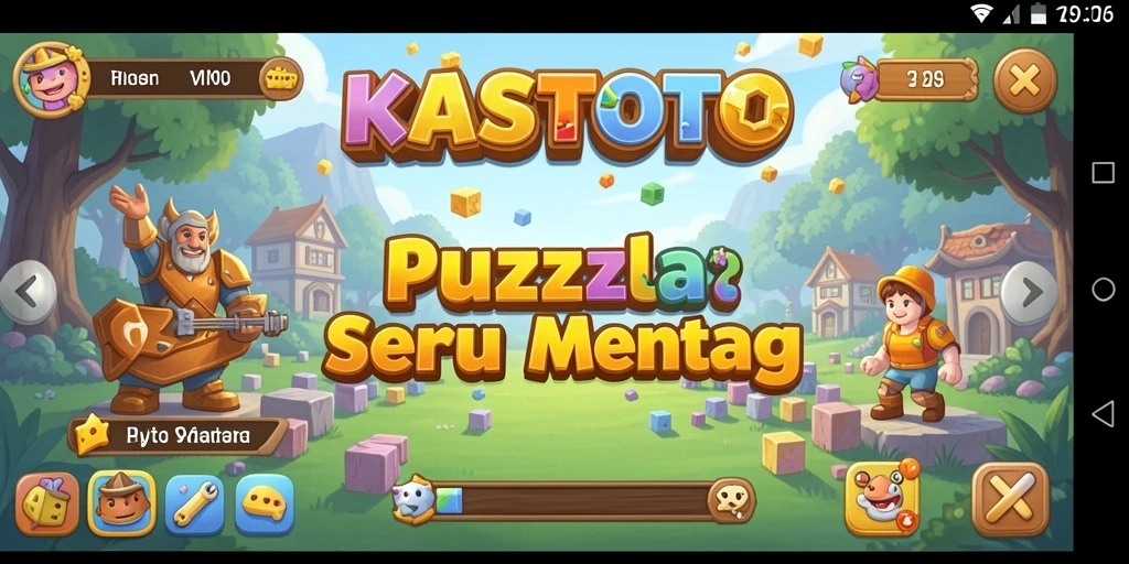 Tampilan gameplay KASTOTO menunjukkan aksi memecahkan teka-teki seru.
