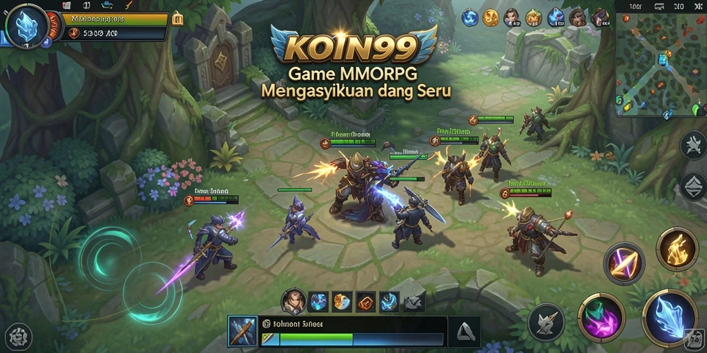 Screenshot gameplay KOIN99 menampilkan pertarungan seru dalam dunia MMORPG.