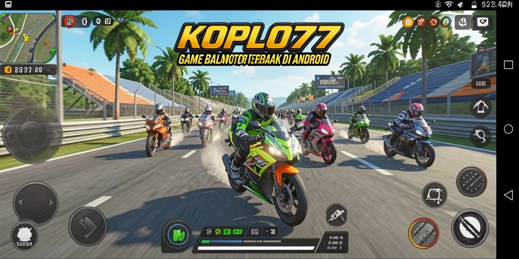 Tampilan gameplay KOPLO77 yang mendebarkan saat balap motor.