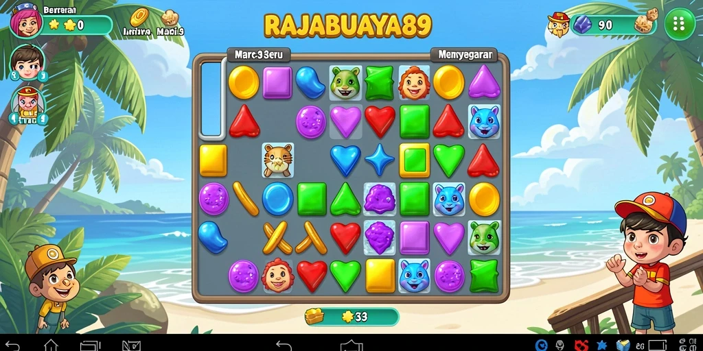 Screenshot gameplay RAJABUAYA89 dengan momen mencocokkan objek.