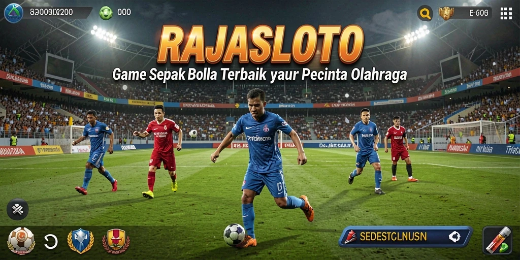 Tampilan gameplay seru dalam RAJASLOTO yang menggambarkan pertandingan sepak bola.