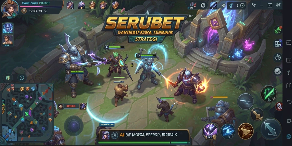 Tampilan aksi seru dalam pertempuran karakter MOBA di SERUBET.