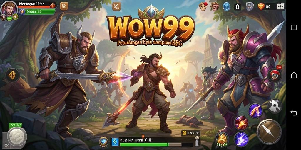 Tangkapan layar gameplay WOW99 menampilkan aksi pertempuran seru dalam dunia RPG.